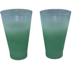 Two Blendo frosted green glasses.